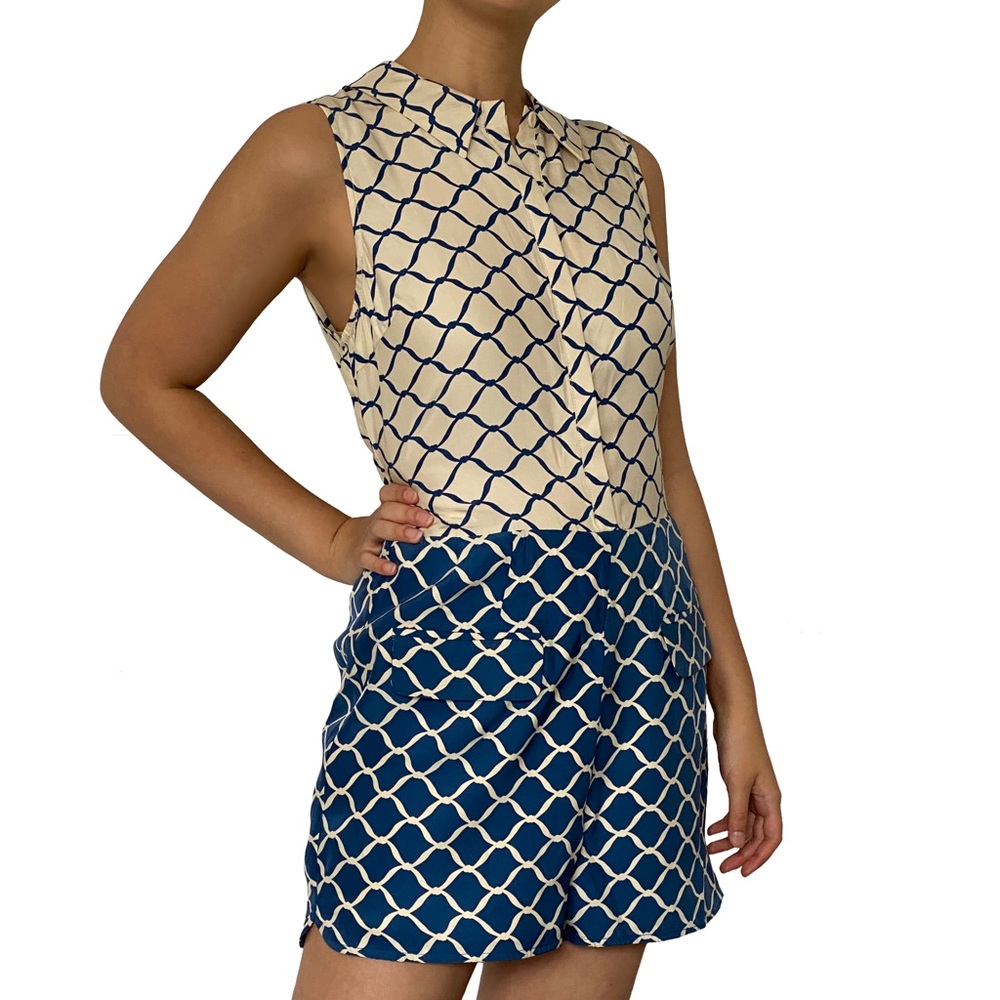 Harlyn silk beige and blue romper